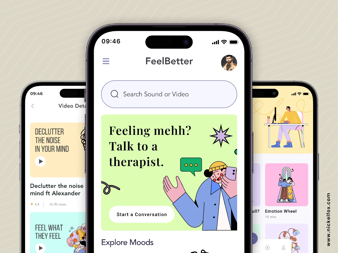 FeelBetter - Mental Health Mobile iOS App for Figma and Adobe XD
