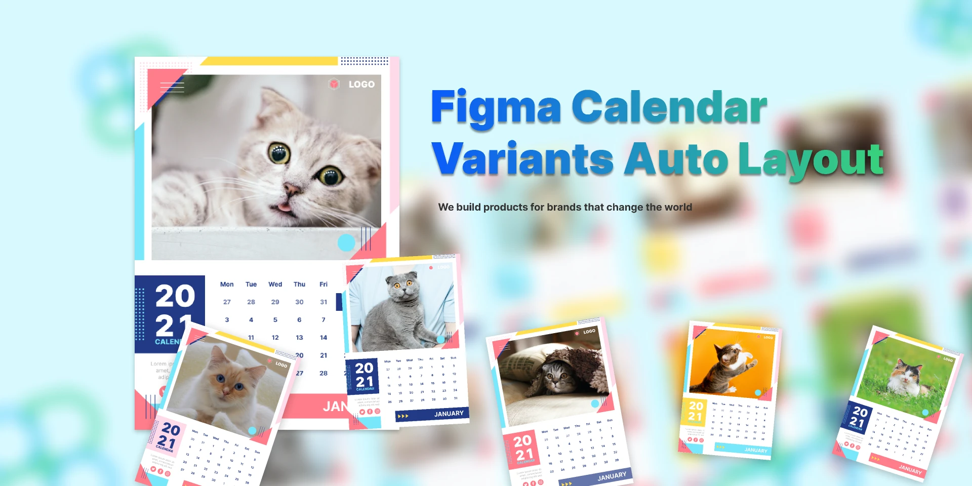 Figma Calendar 2021 Templates Variants Auto Layout for Figma and Adobe XD
