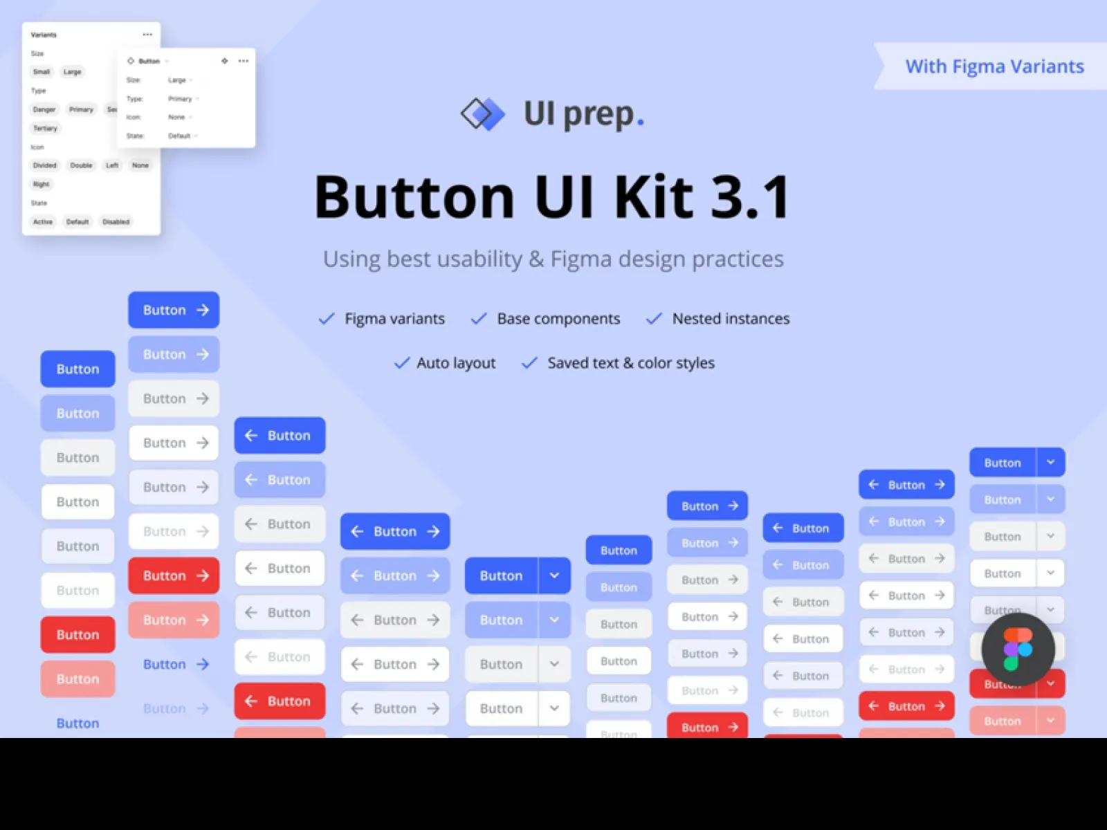 Figma Free Buttons UI Kit  - Free Figma Template