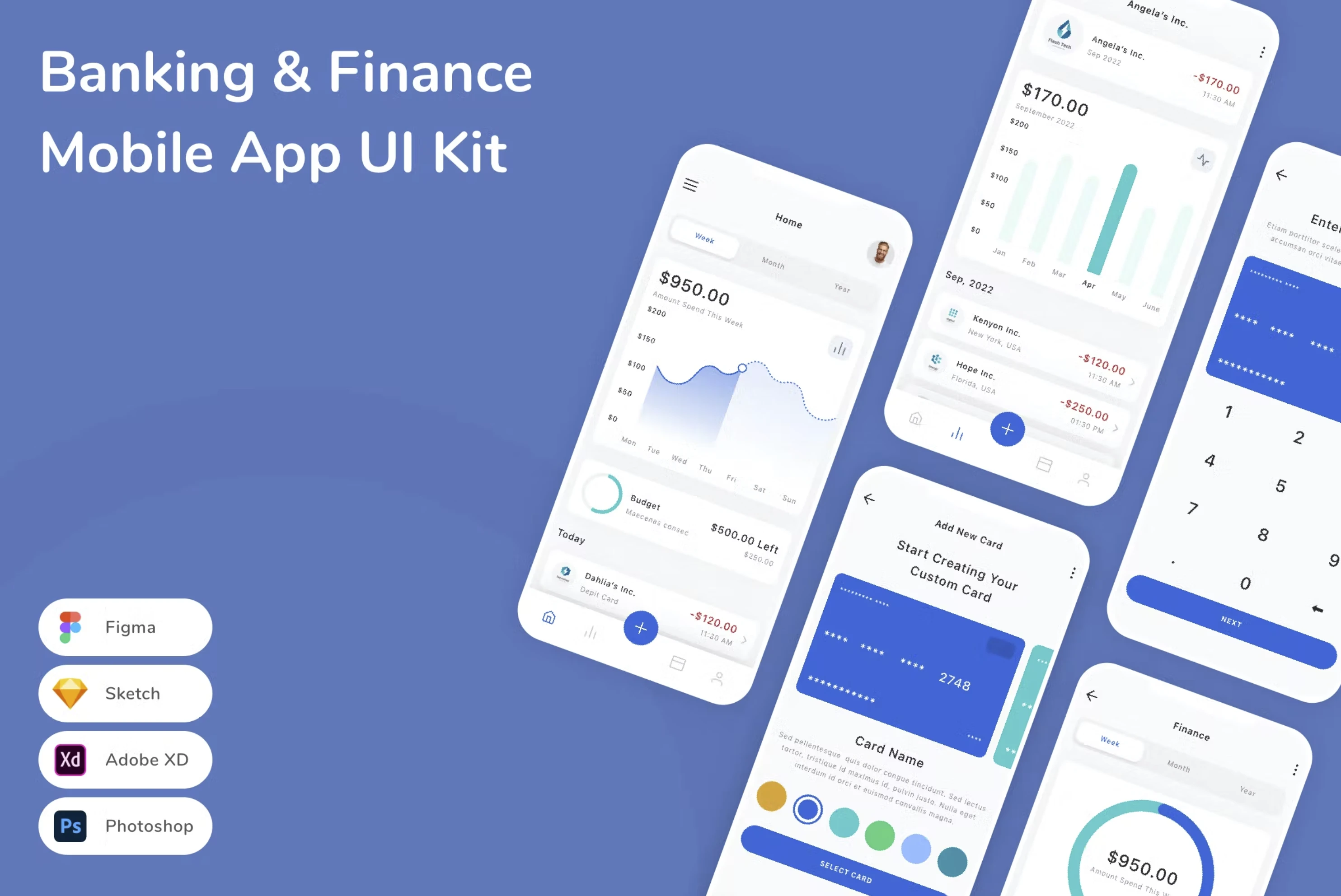 Figma UI kit - Banking & Finance Mobile App (Community) for Figma and Adobe XD