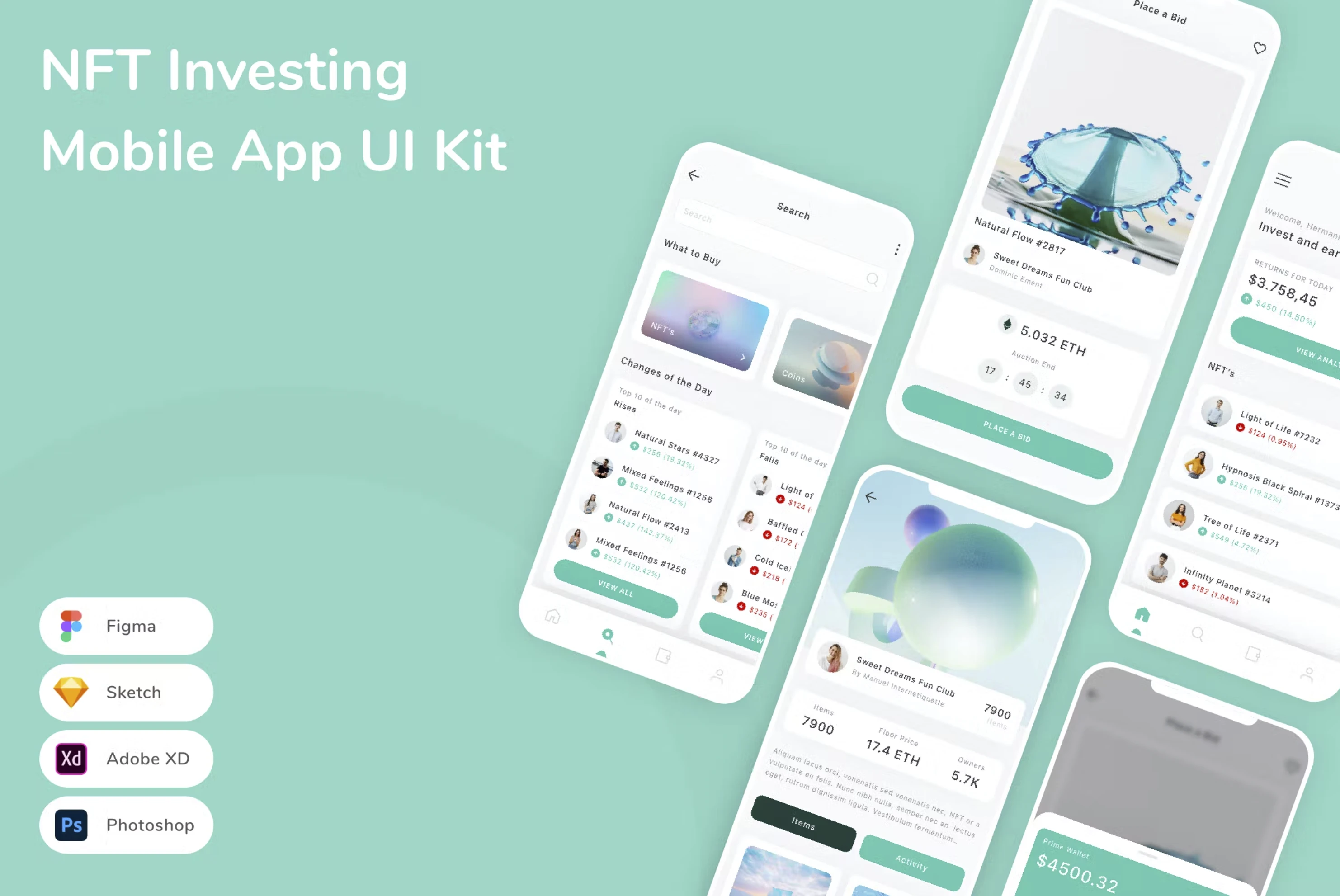 Figma UI kit - NFT Investing Mobile App for Figma and Adobe XD