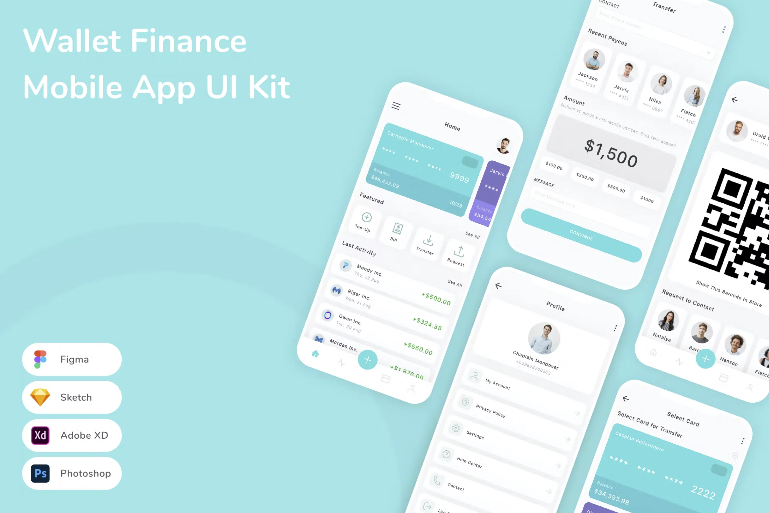 Figma UI kit - Wallet Finance Mobile App (Community) for Figma and Adobe XD