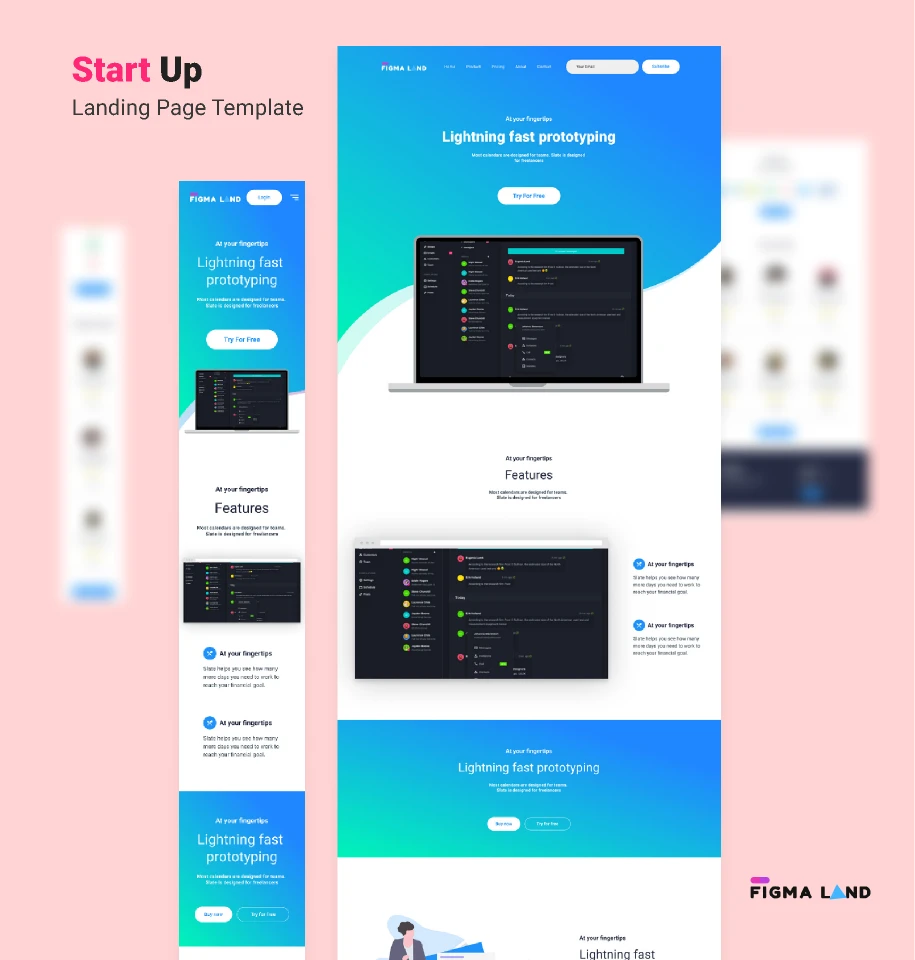 Figmaland- startup Landing page for Figma and Adobe XD