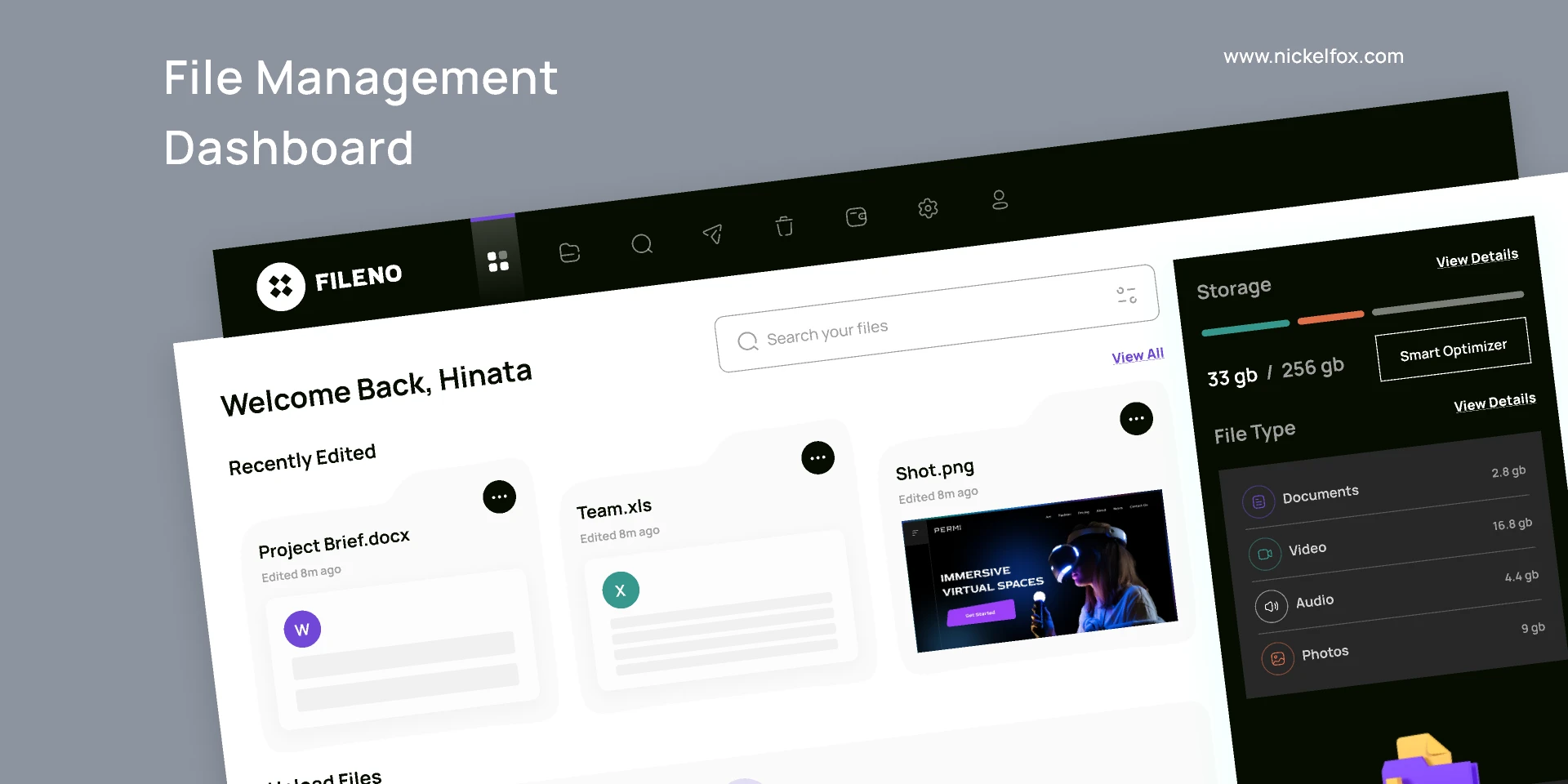 FILENO - File Management Dashboard for Figma and Adobe XD