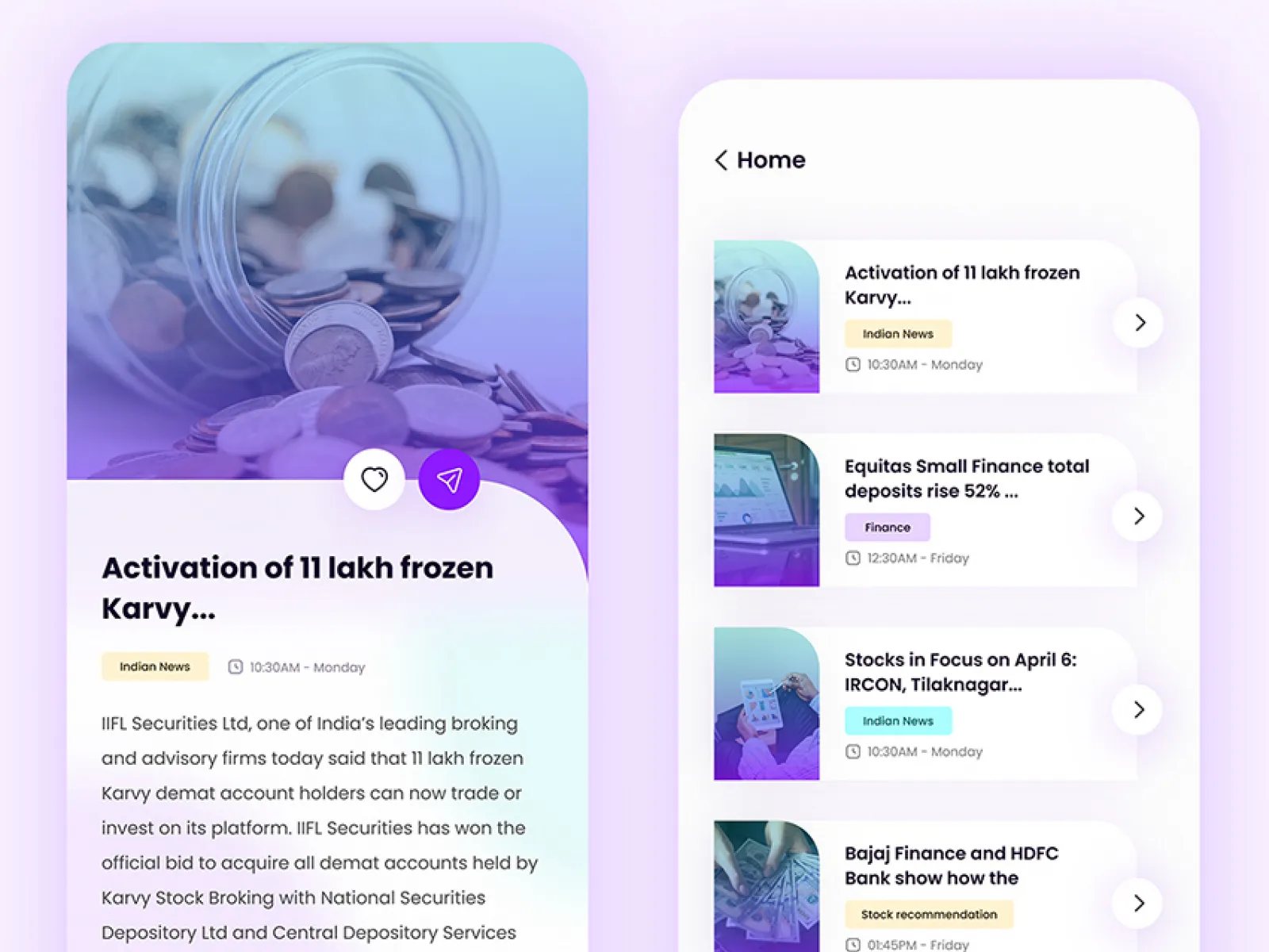 Finance News App  - Free Figma Template