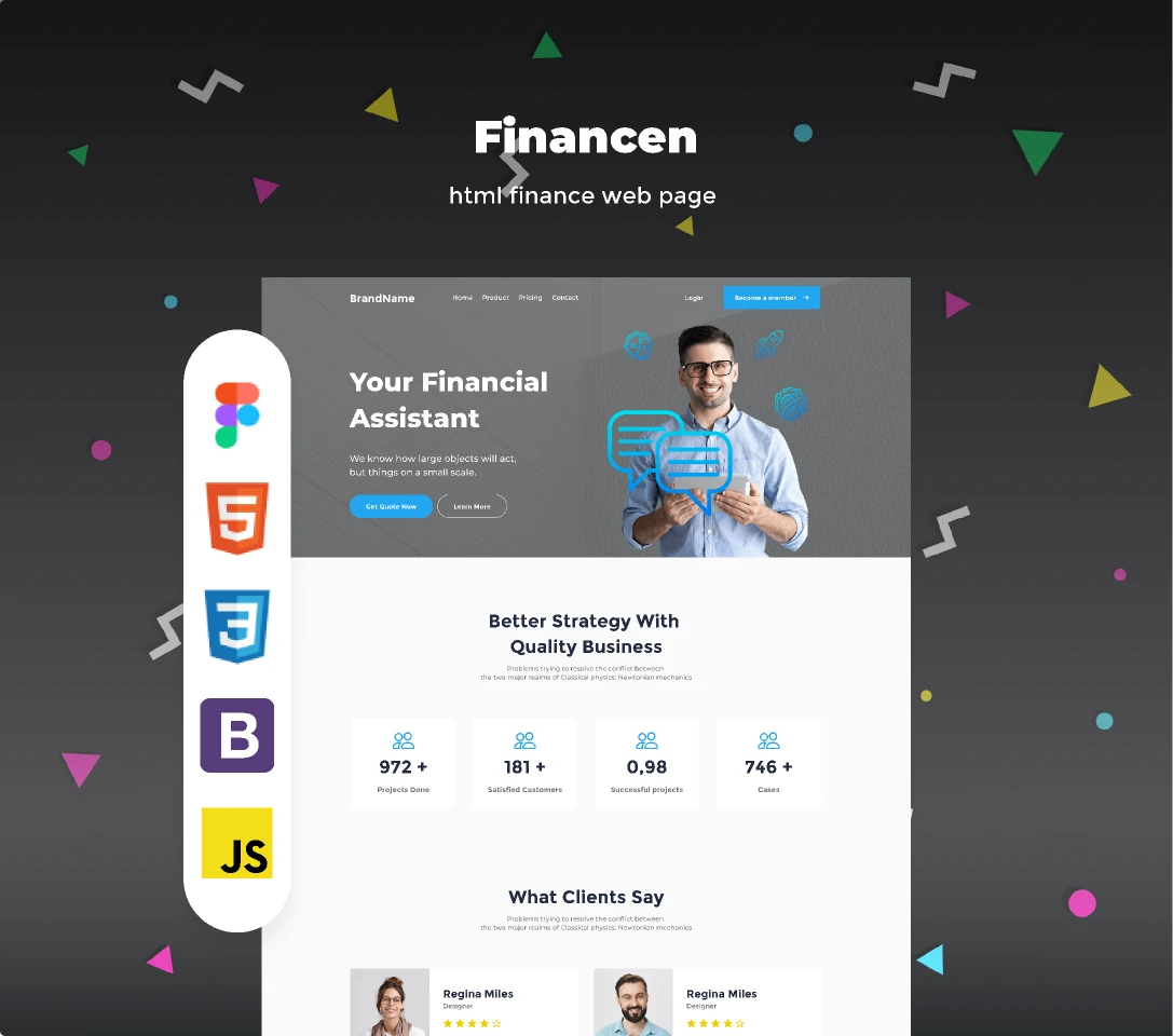 Financen - html finance web page for Figma and Adobe XD