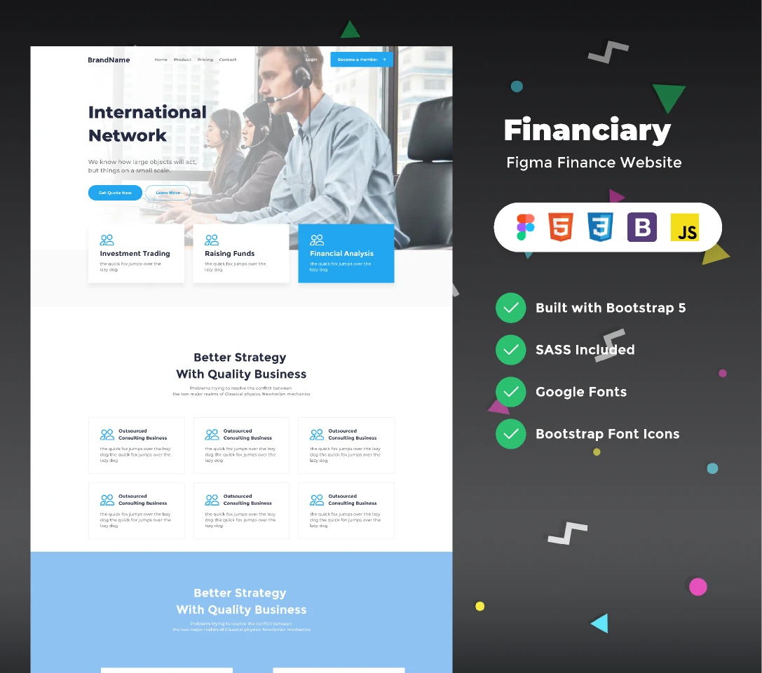 Financiary - figma and html finance template for Figma and Adobe XD