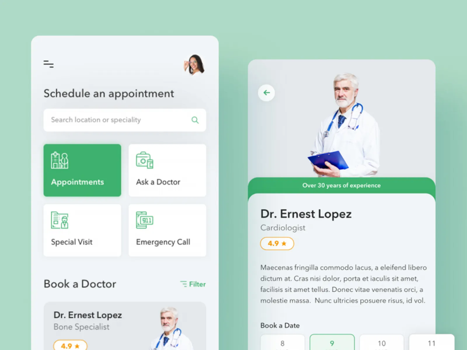 Find a Doctor App  - Free Figma Template