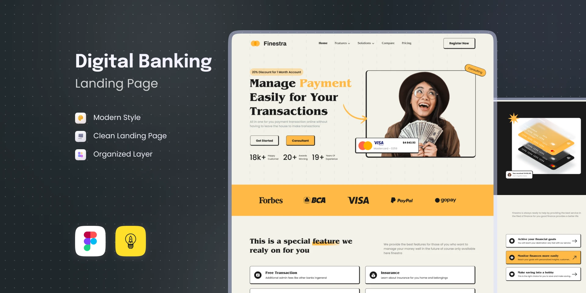 Finestra - Digital Banking Landing Page - Only $5 for Figma and Adobe XD