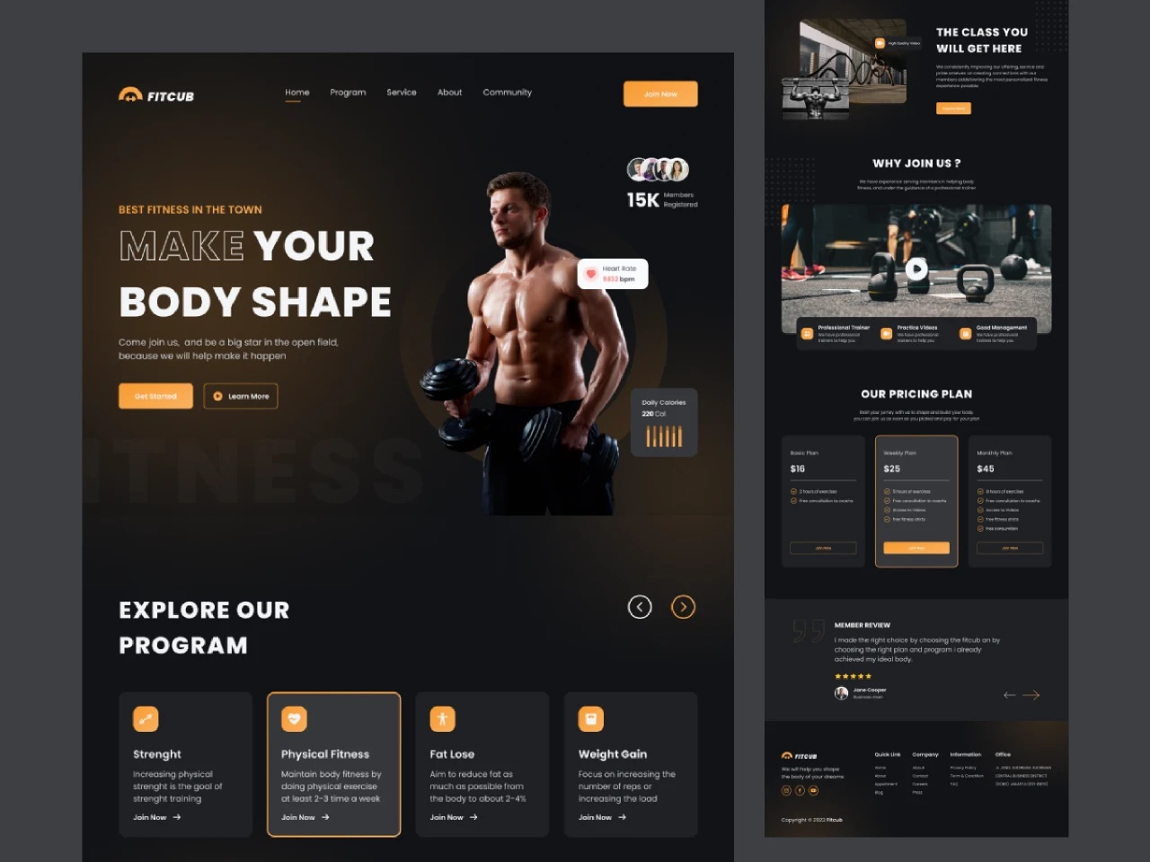 Fitcub - Fitness Landing Page Ui Design for Figma and Adobe XD