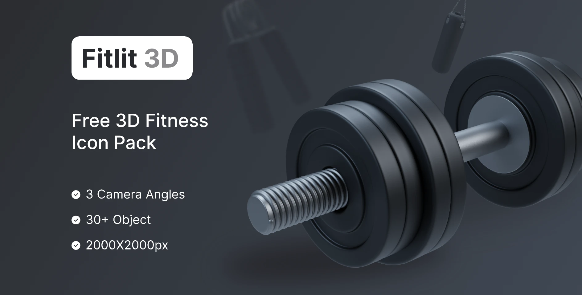 Fitlit  Free Fitness 3D Icon Pack for Figma and Adobe XD