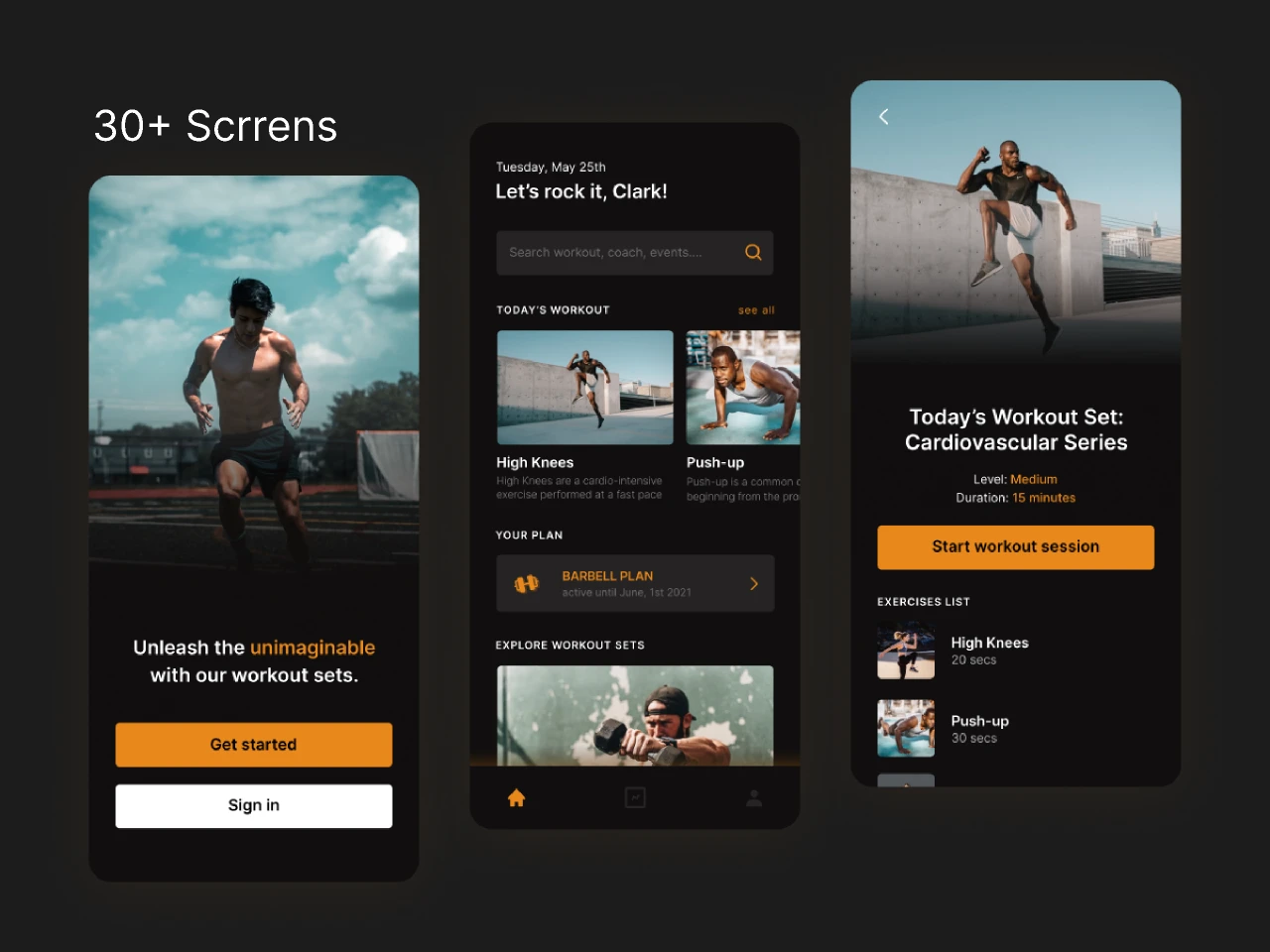 Fitness App UI Concept for Figma and Adobe XD