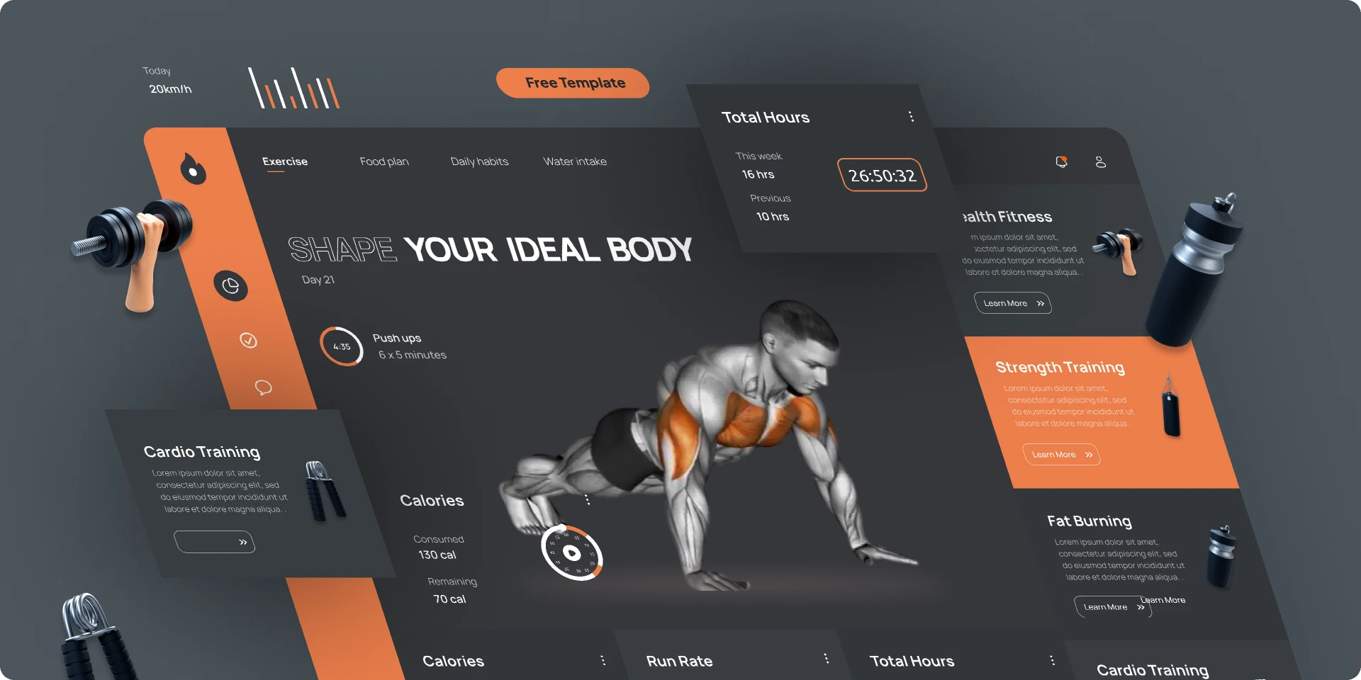 Fitness Dashboard for Figma and Adobe XD
