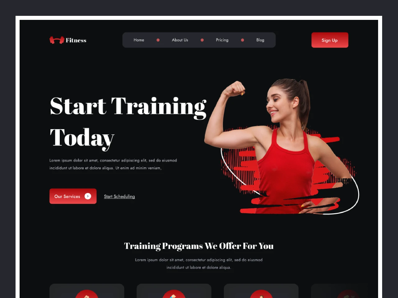 Fitness Landing Page for Figma and Adobe XD
