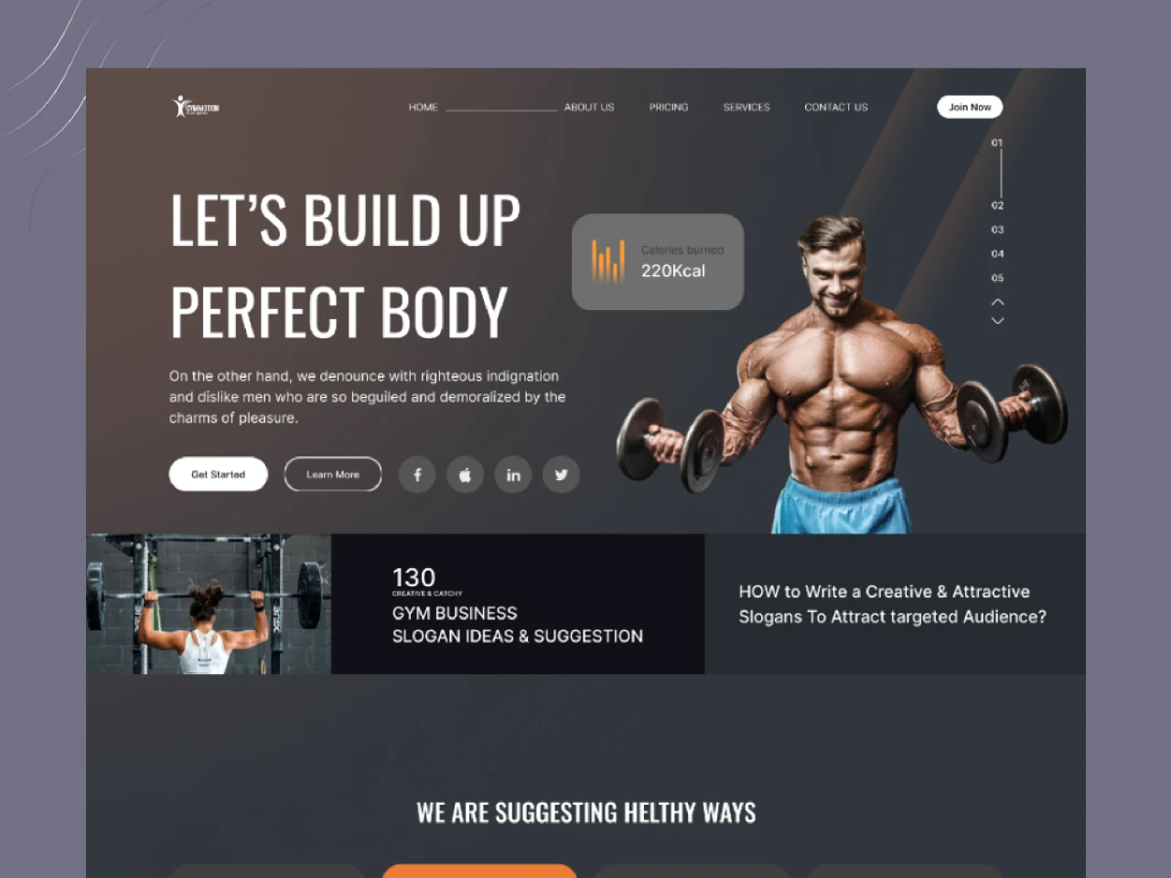 Fitness Landing Page for Figma and Adobe XD