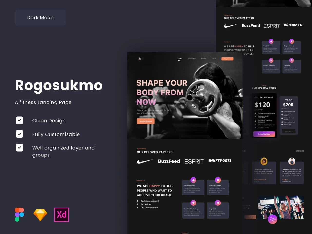 Fitness Landing Page - Rogosukmo for Figma and Adobe XD