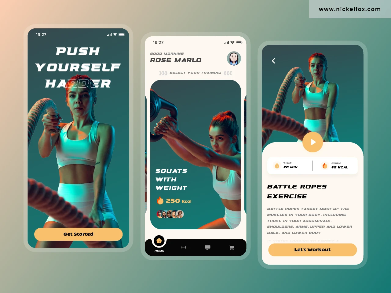 Fitness Mobile Ios App for Figma and Adobe XD