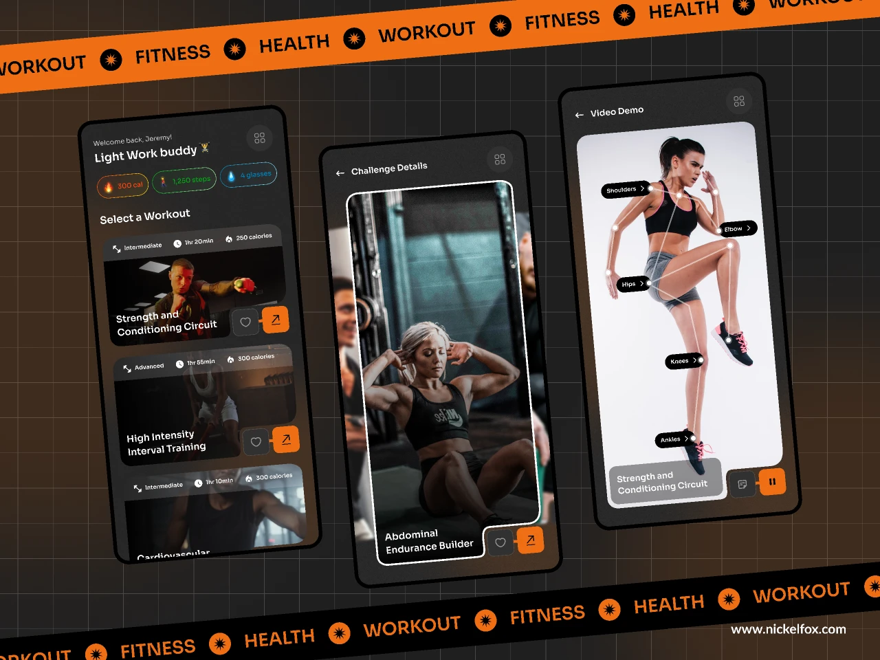 Fitness & Workout iOS Mobile App for Figma and Adobe XD