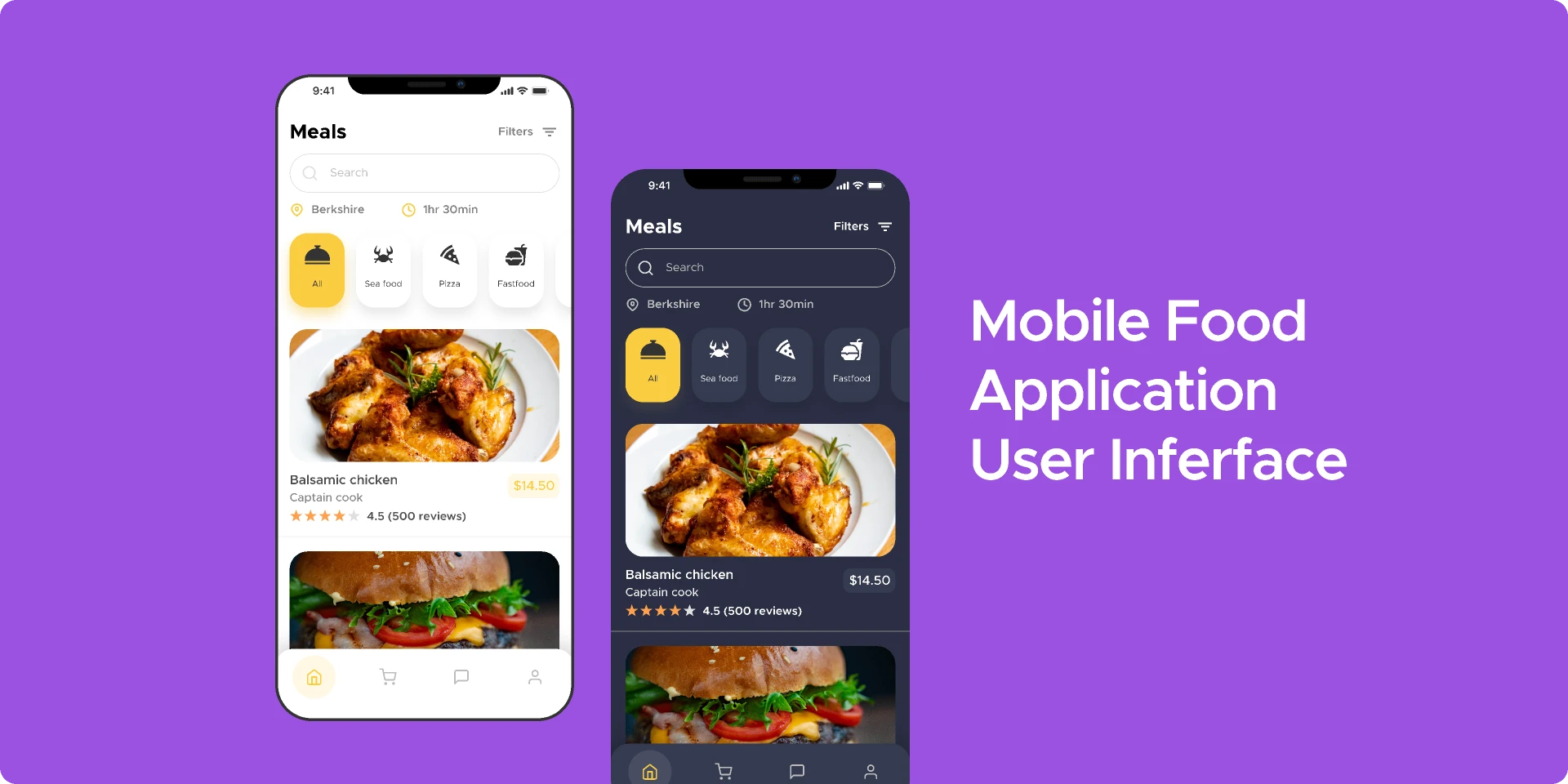 Food app UI for Figma and Adobe XD