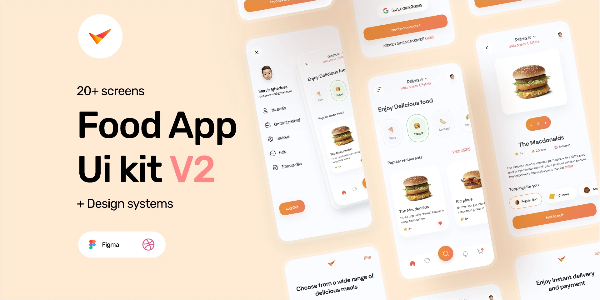 Food App Ui Kit v2 for Figma and Adobe XD