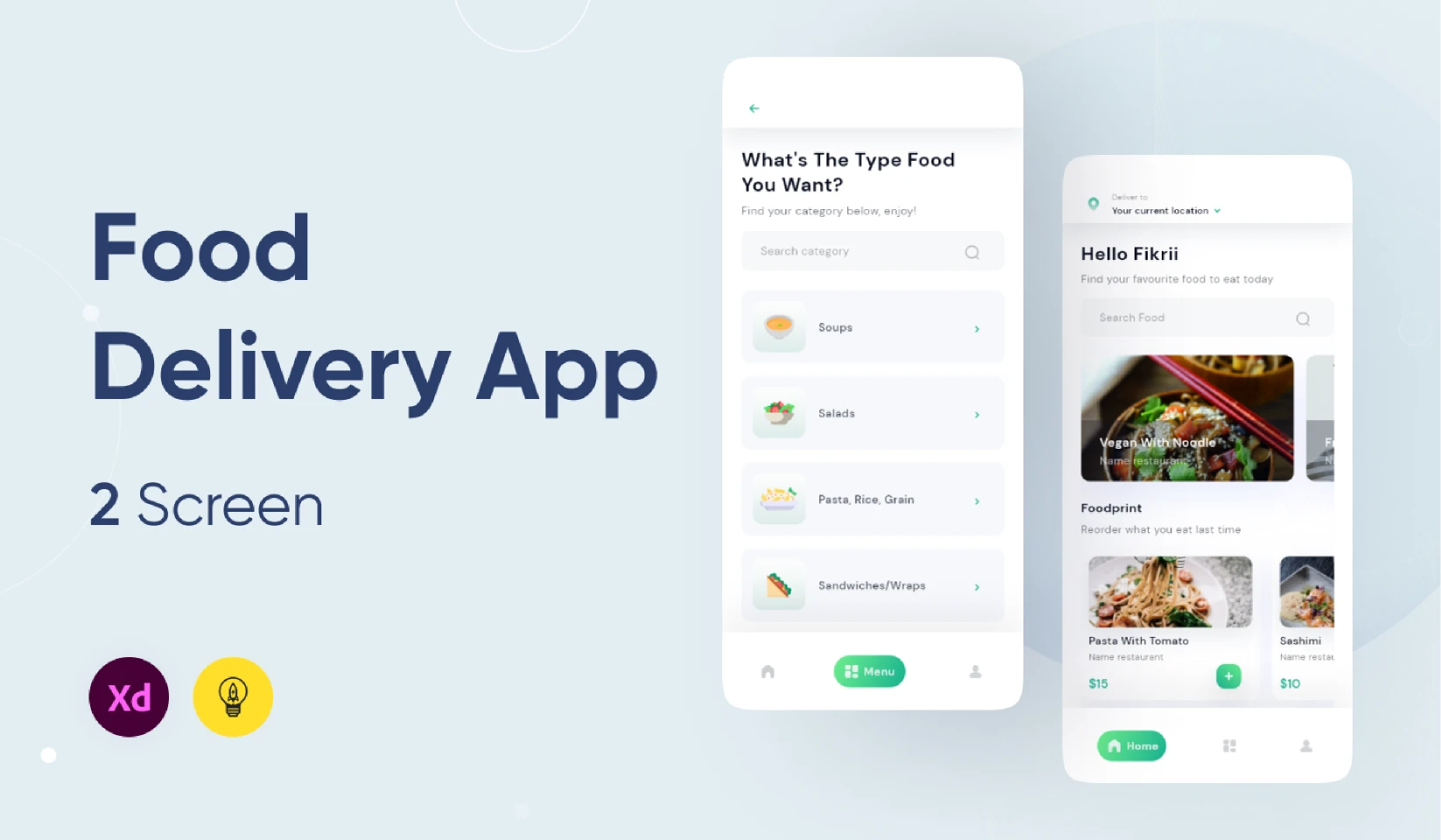 Food Delivery App Design for Figma and Adobe XD