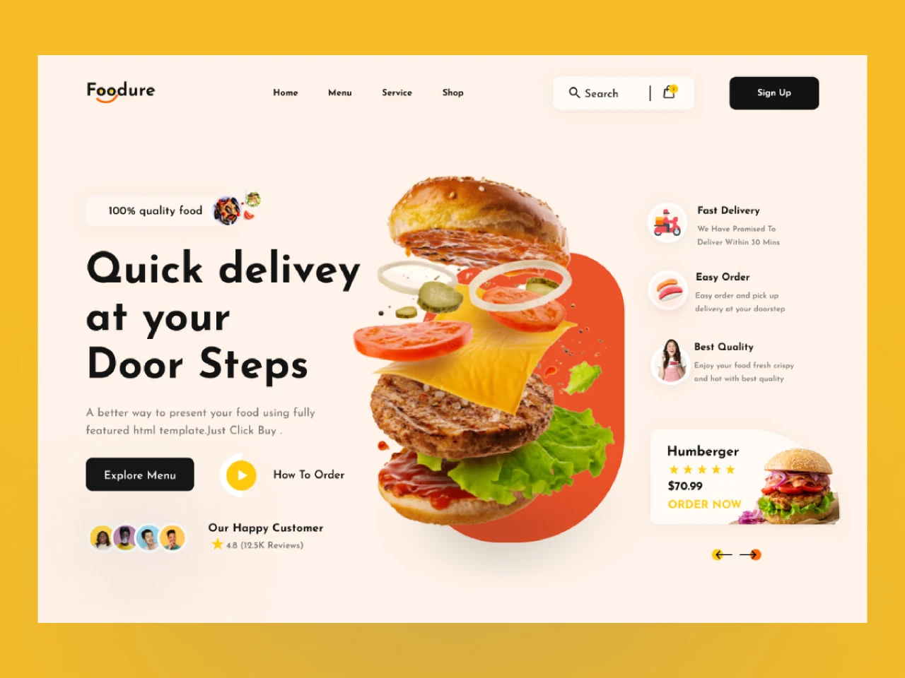Food Delivery Landing Page for Figma and Adobe XD