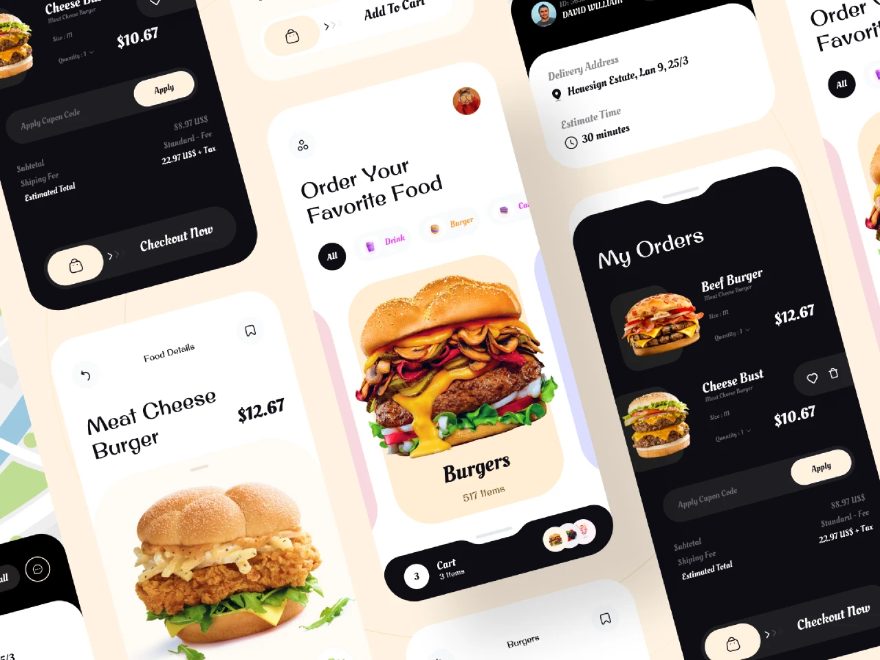 Food Delivery Service App for Figma and Adobe XD