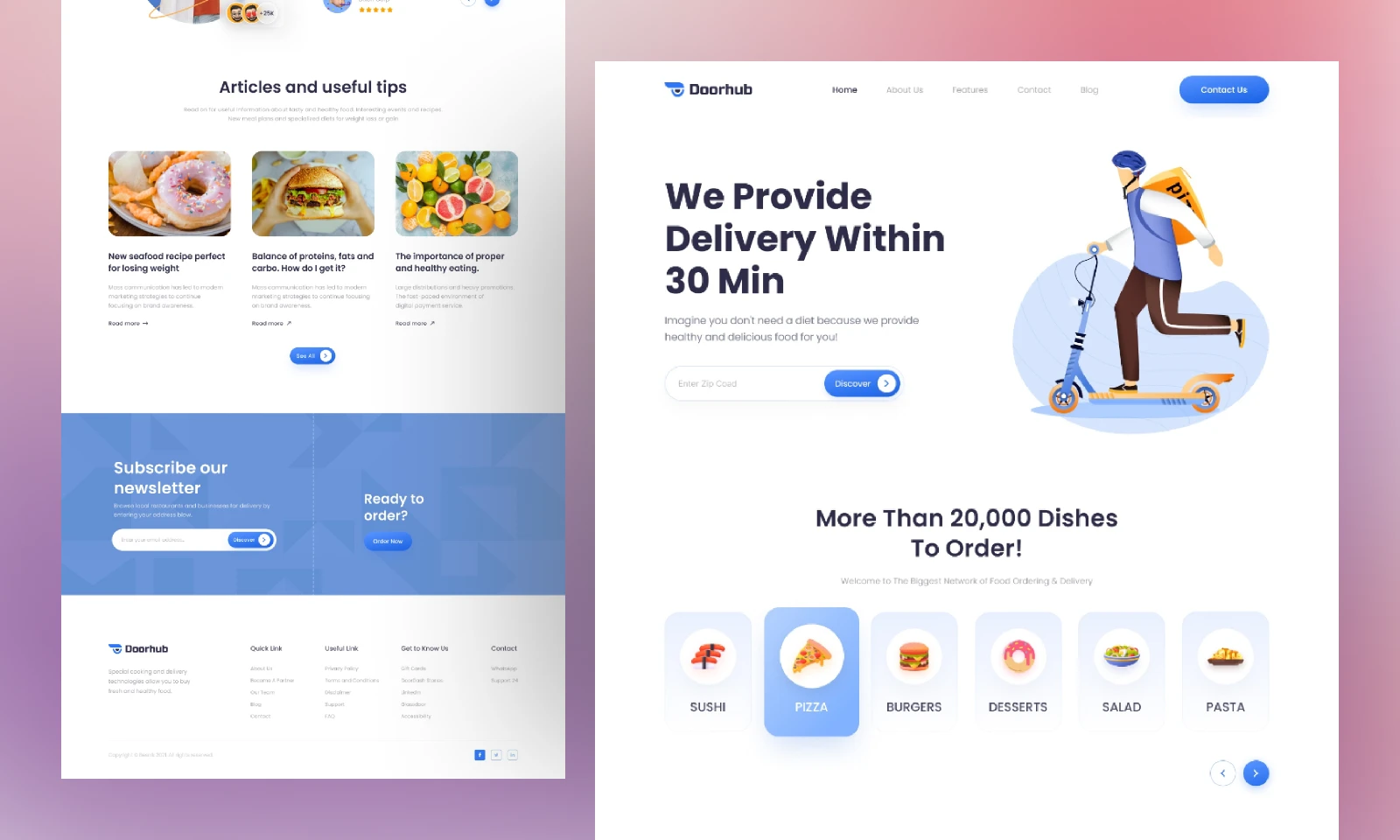 Food Delivery Website Design for Figma and Adobe XD