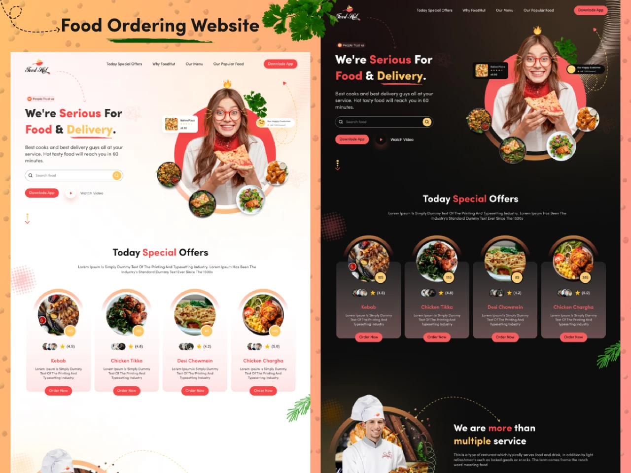 Food Hut ( Food Ordering Responsive Design) for Figma and Adobe XD
