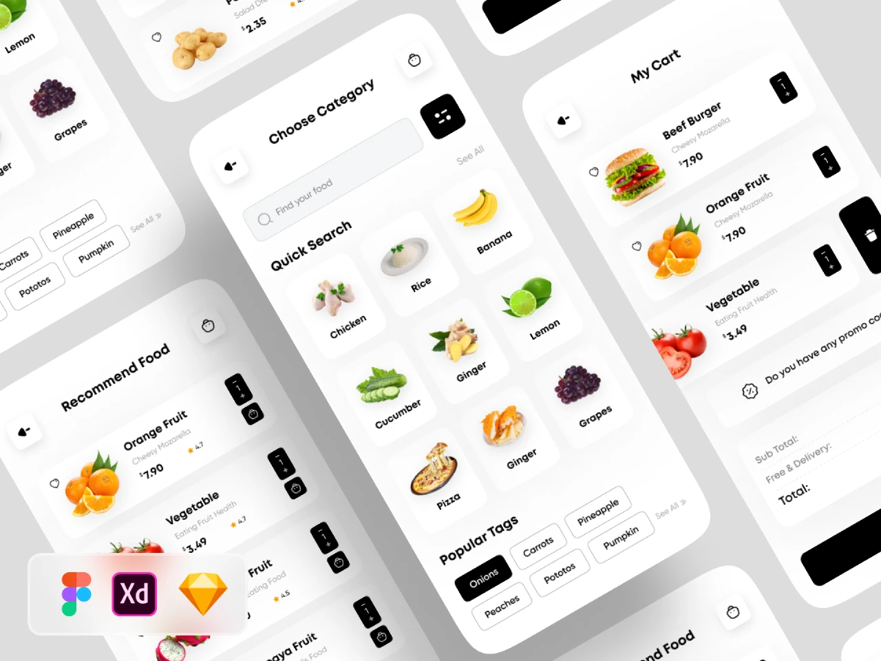 Food Mobile App V2 for Figma and Adobe XD