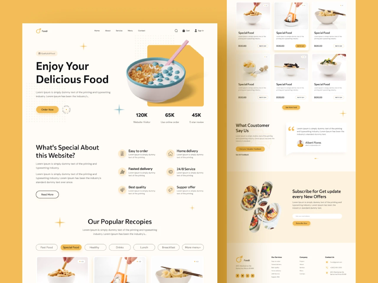 Food Website Landing Page Design for Figma and Adobe XD