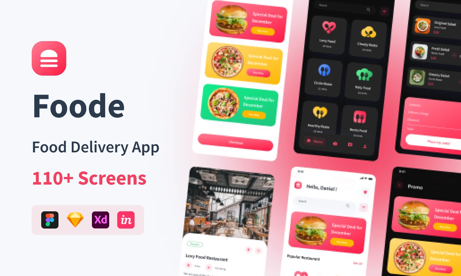 Foode - Food Delivery Mobile App UI Kit for Figma and Adobe XD