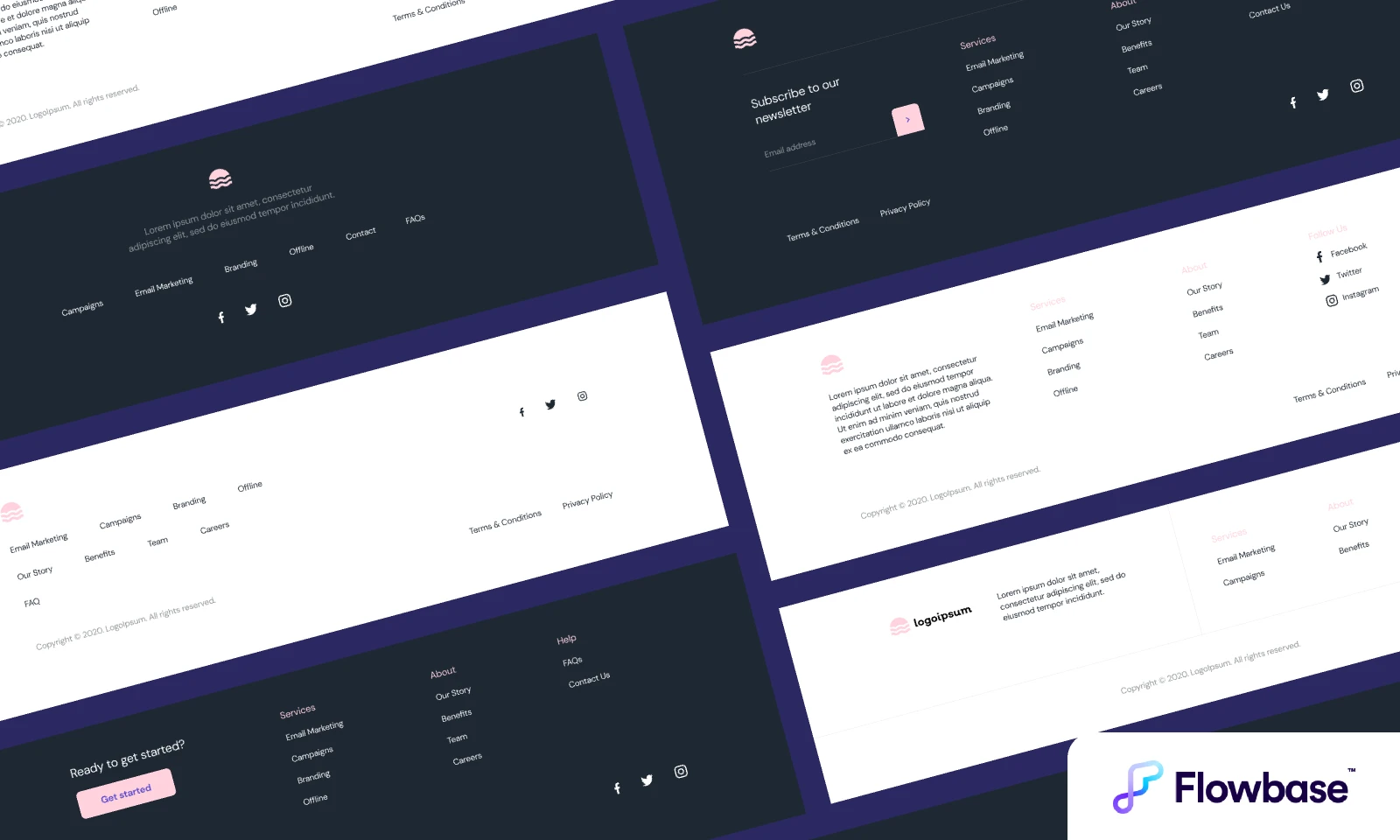 Footer Components  by Flowbase.co for Figma and Adobe XD