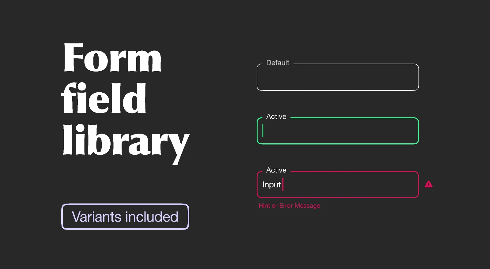 Form field library for Figma and Adobe XD