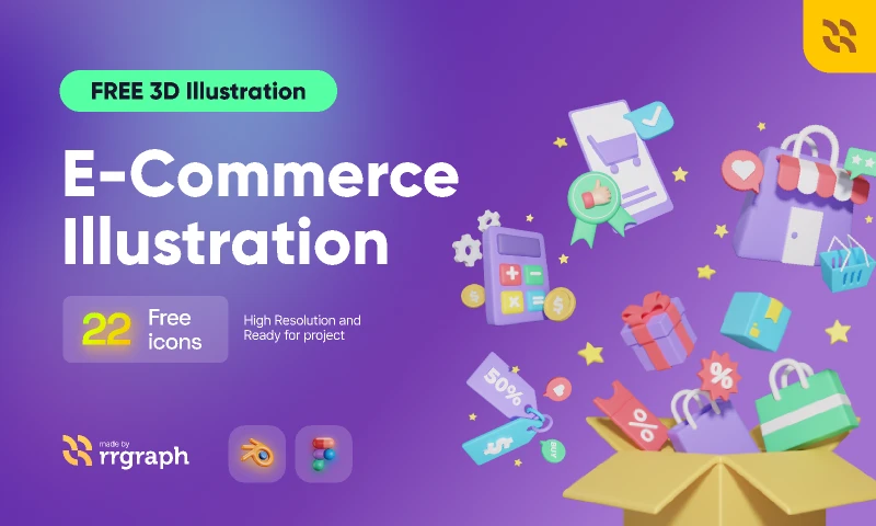 FREE 3D Design - eCommerce Illustration for Figma and Adobe XD
