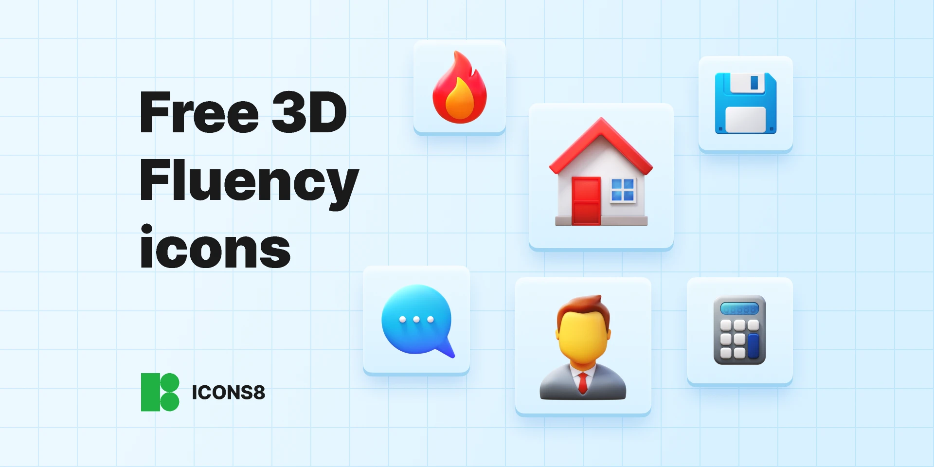 Free 3D Fluency icons for Figma and Adobe XD