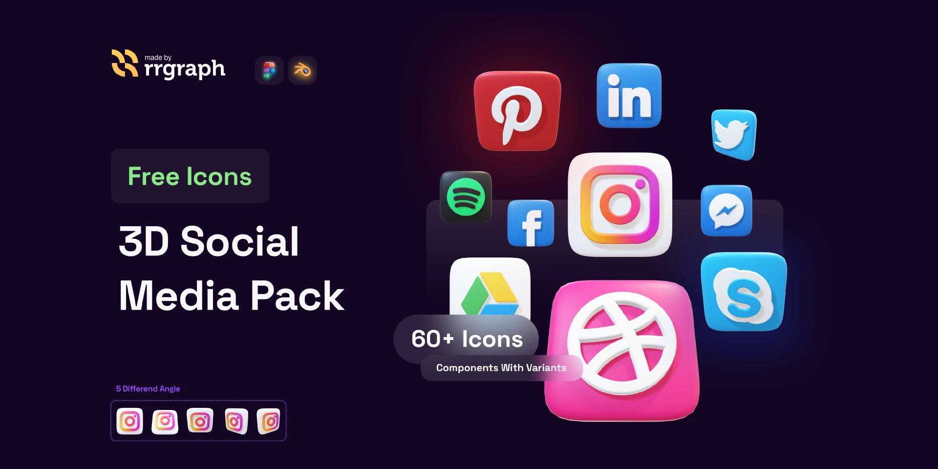 Free 3D Social Media Icon for Figma and Adobe XD