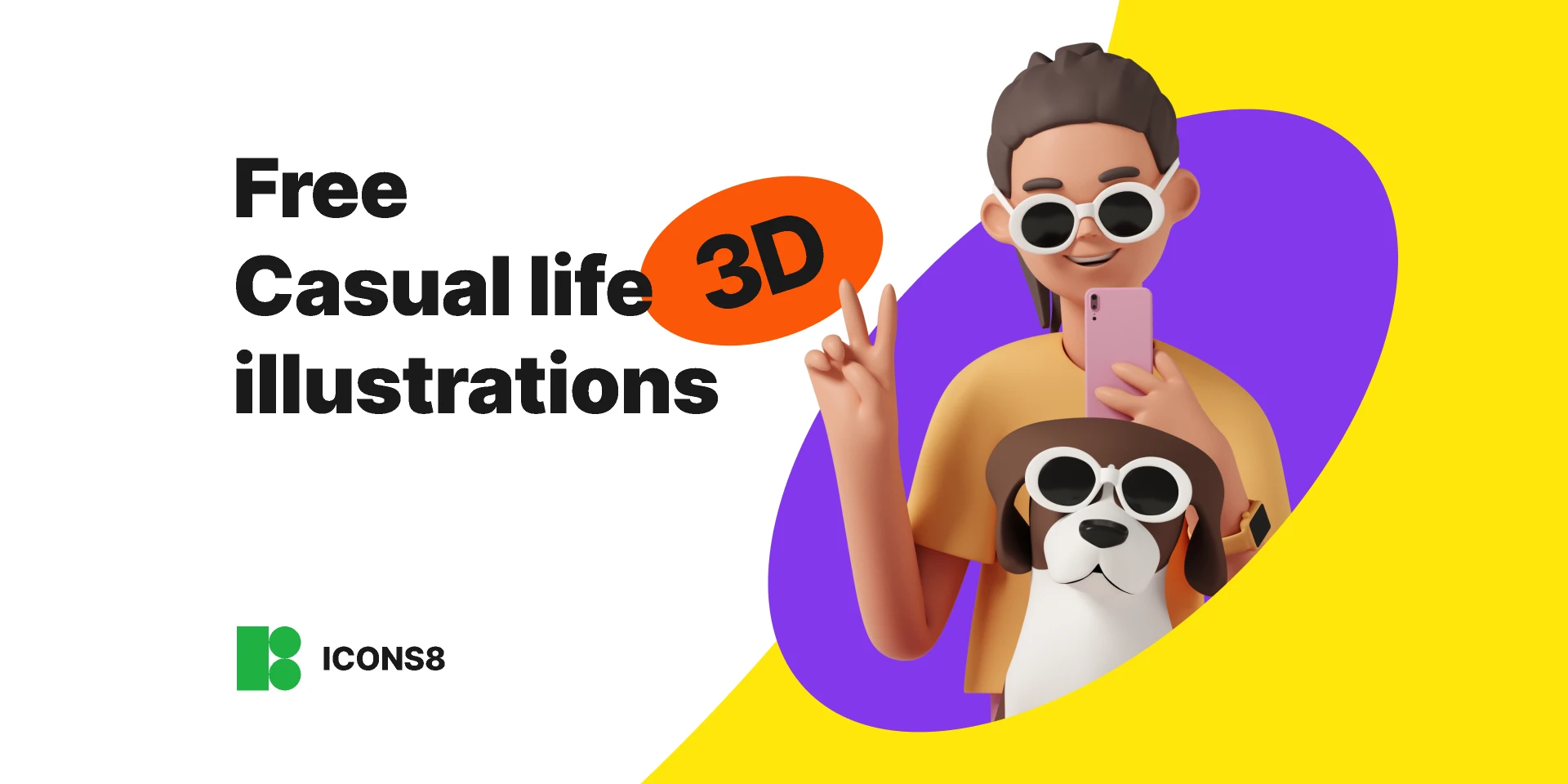 Free Casual life 3D illustrations for Figma and Adobe XD
