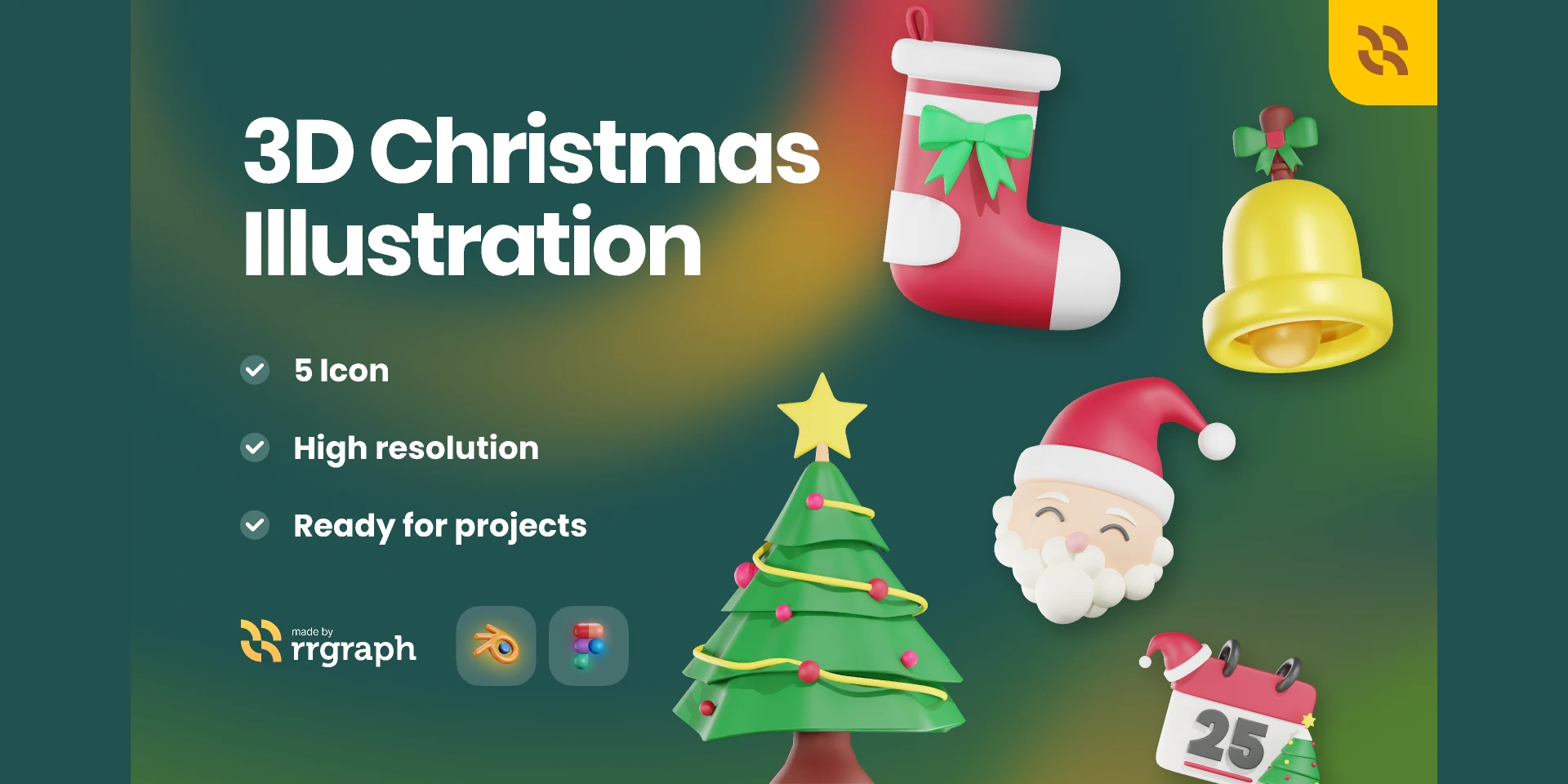 Free Christmas 3D Assets  for Figma and Adobe XD