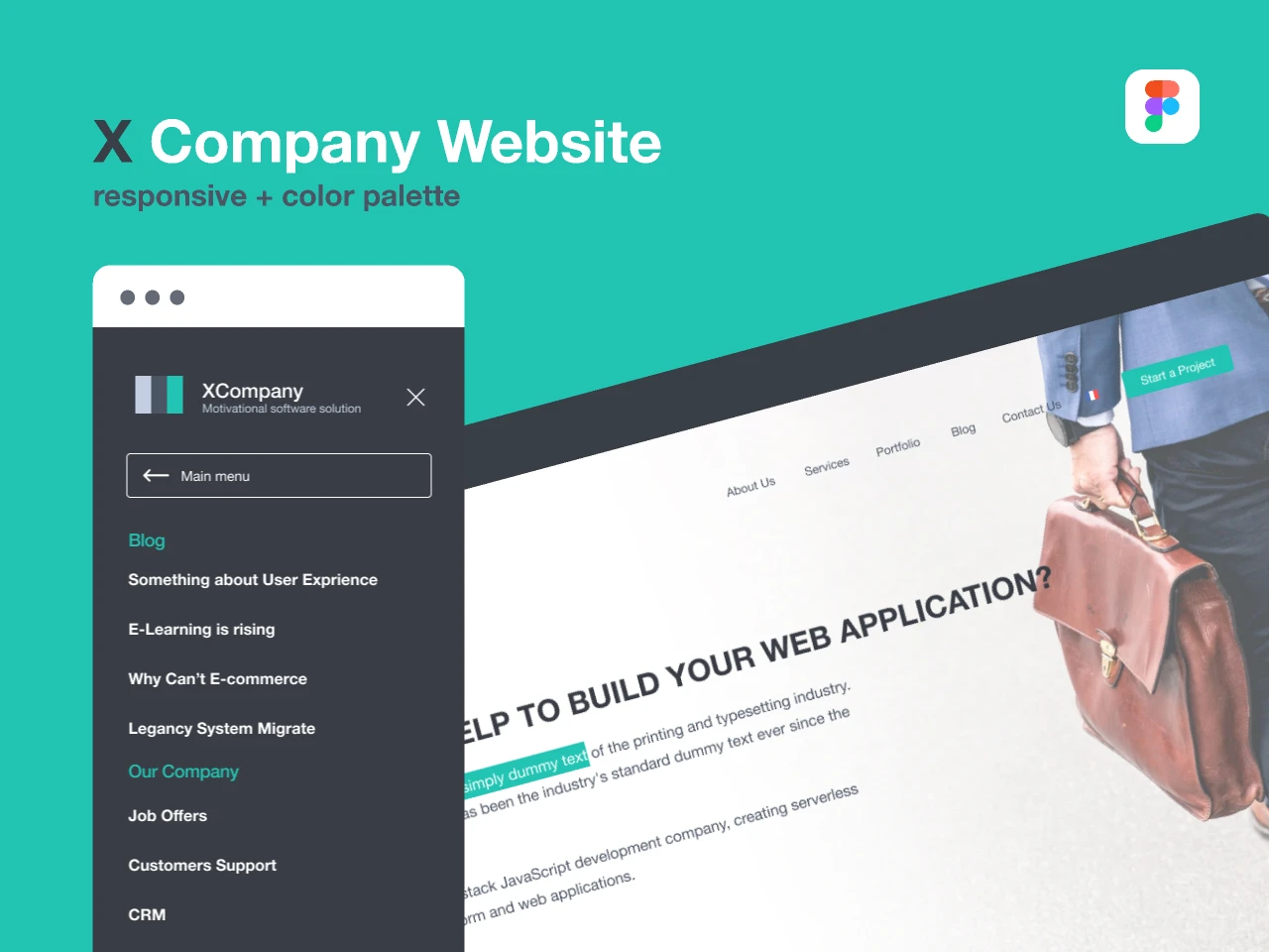 Free company website (one page) for Figma and Adobe XD