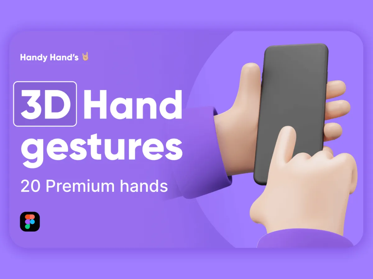 3D Hand Gestures  - Free Figma Template
