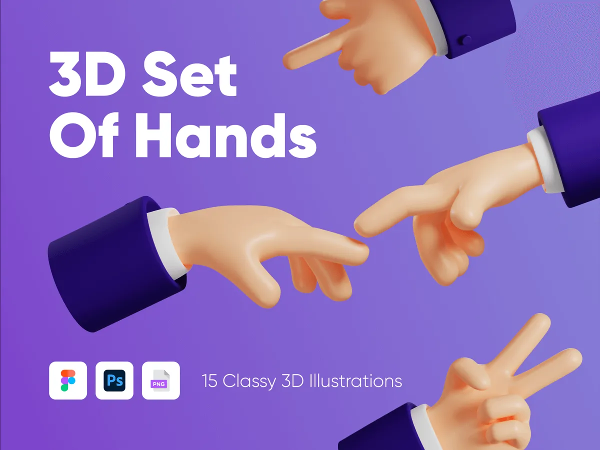 3D Hands Illustrations  - Free Figma Template