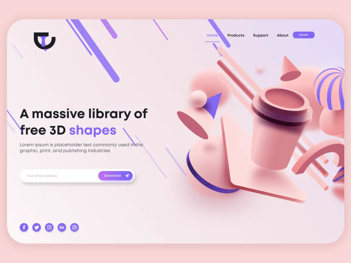 3d Shape Landing Page  - Free Figma Template