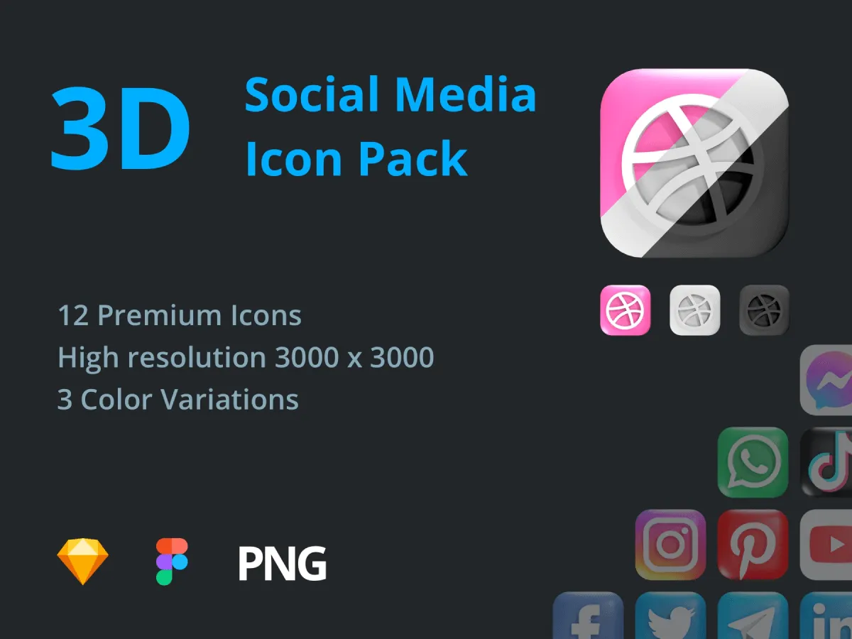 3D Social Media Icon Pack  - Free Figma Template