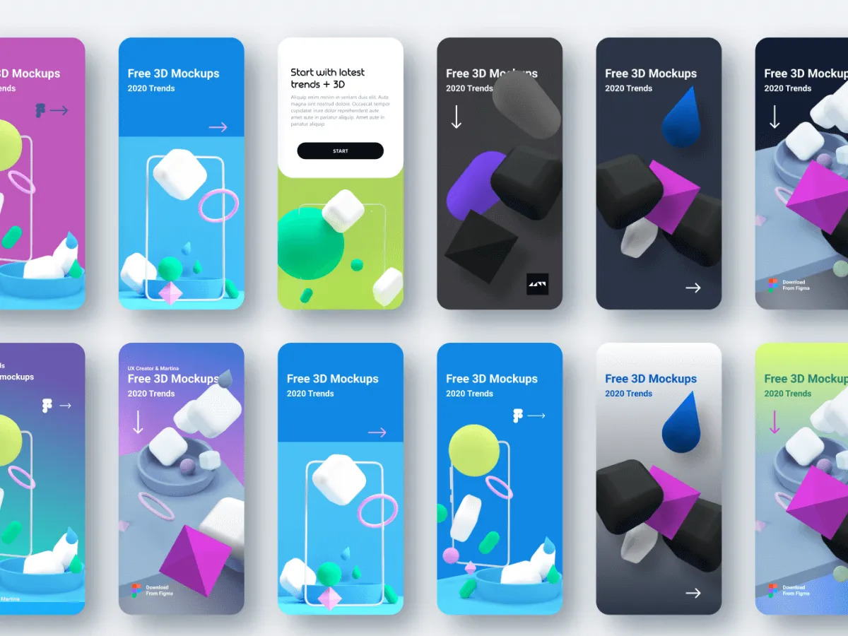 3D Templates for UI Kits  - Free Figma Template