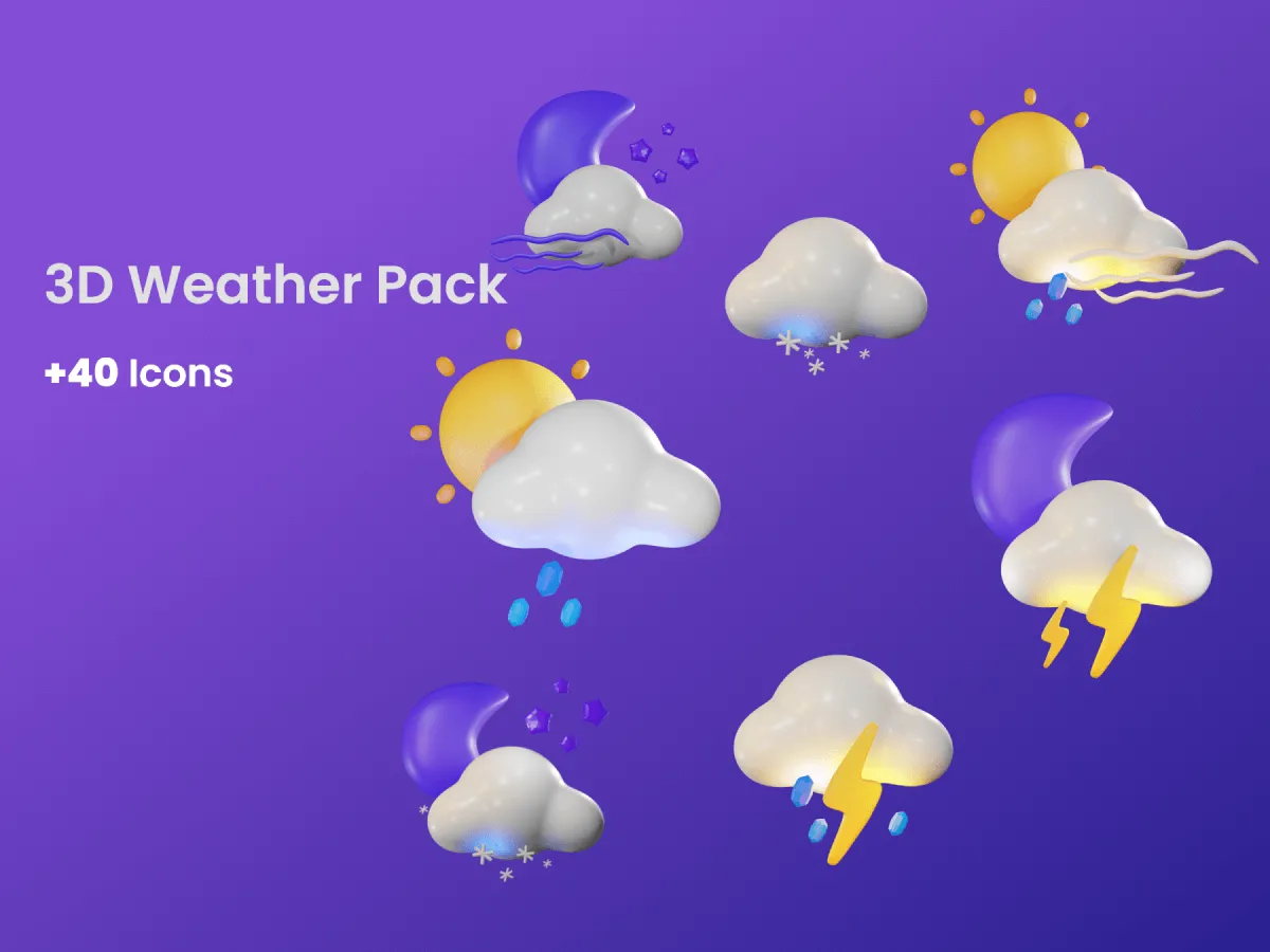 3D Weather Icons Pack  - Free Figma Template