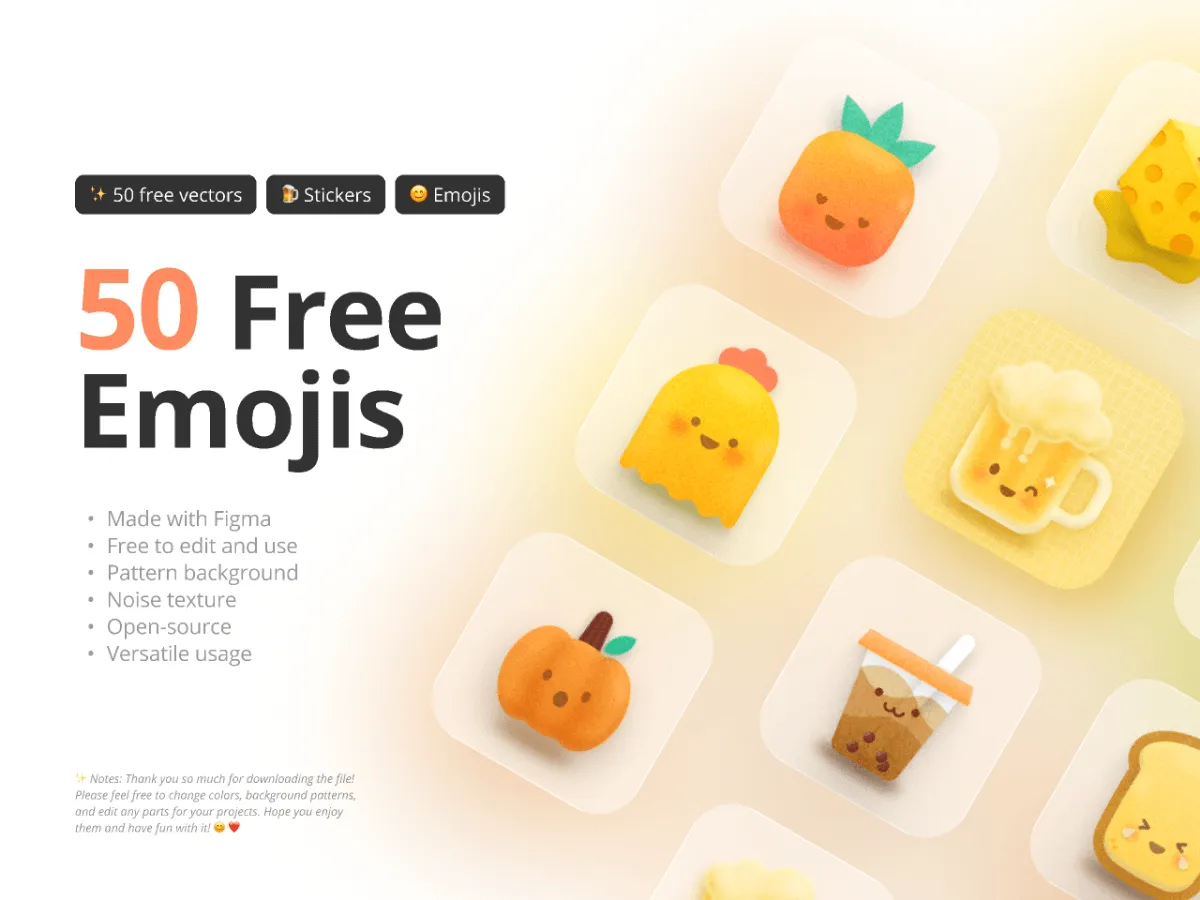 50+ Illustrated Emojis Icons Pack  - Free Figma Template