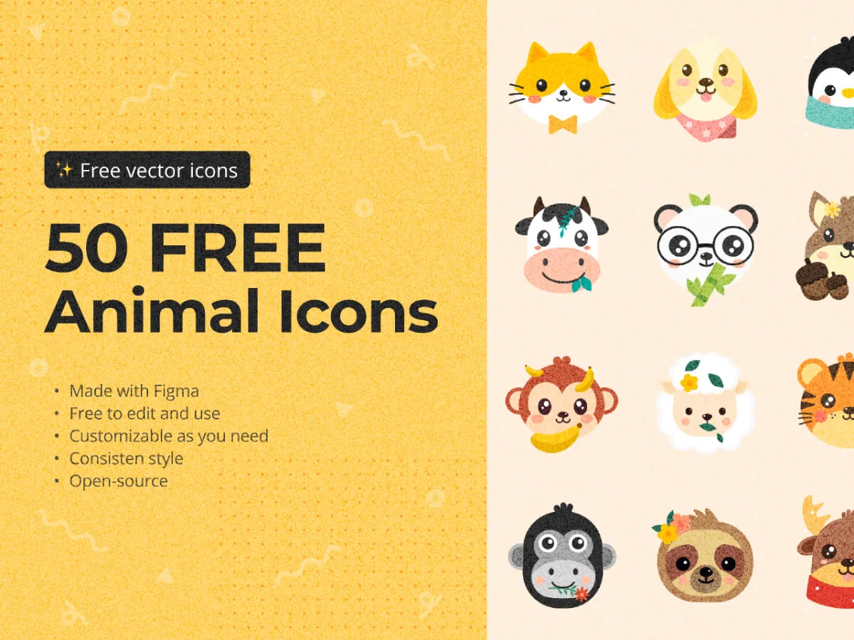 Animal Illustrated Icons Pack  - Free Figma Template