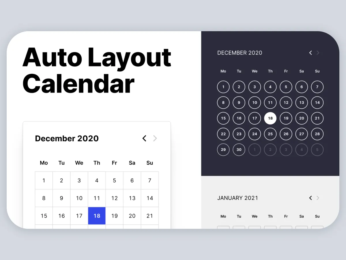 Auto Layout Calendar  - Free Figma Template