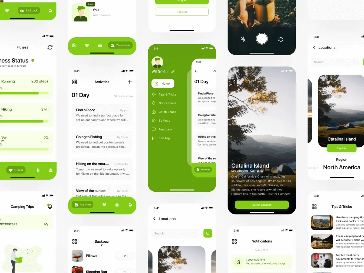 Camping UI Kit  - Free Figma Template